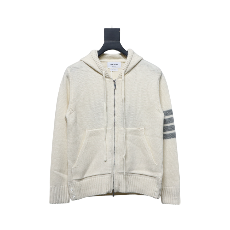 Thom Browne 24FW Rose Australian Wool Hooded Jacket White