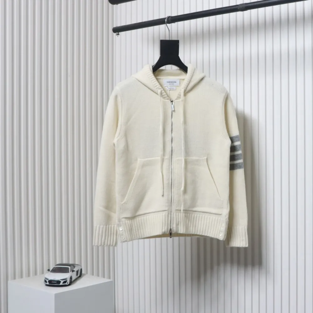 Thom Browne 24FW Rose Australian Wool Hooded Jacket White