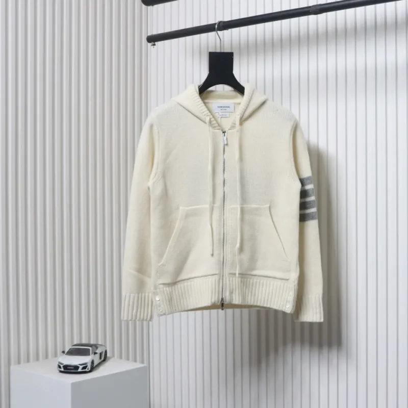 Thom Browne 24FW Rose Australian Wool Hooded Jacket White