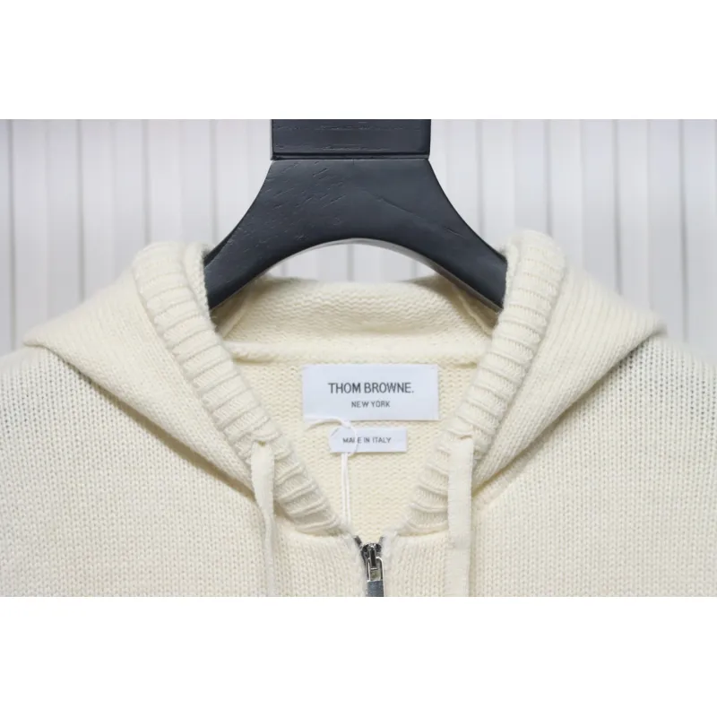Thom Browne 24FW Rose Australian Wool Hooded Jacket White