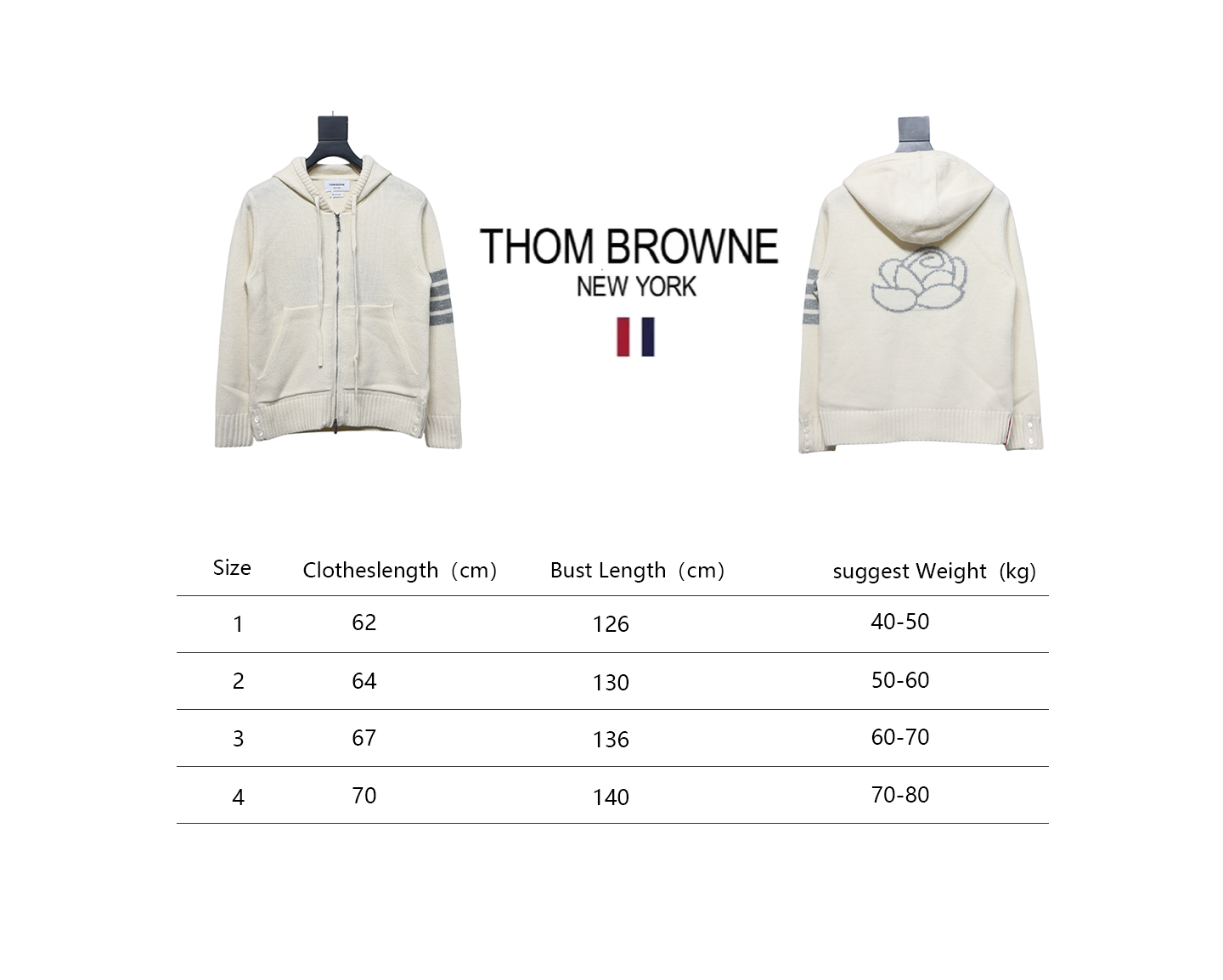 Thom Browne 24FW Rose Australian Wool Hooded Jacket White