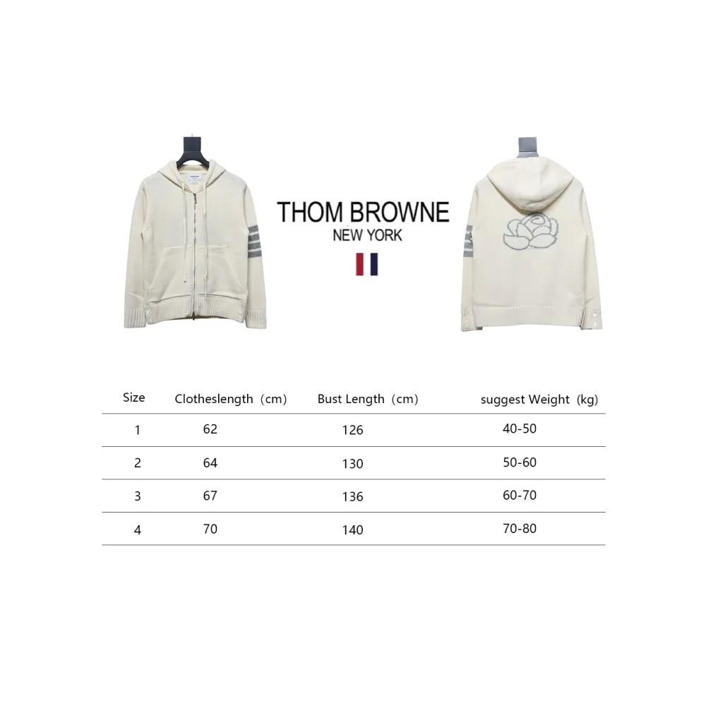 Thom Browne 24FW Rose Australian Wool Hooded Jacket White