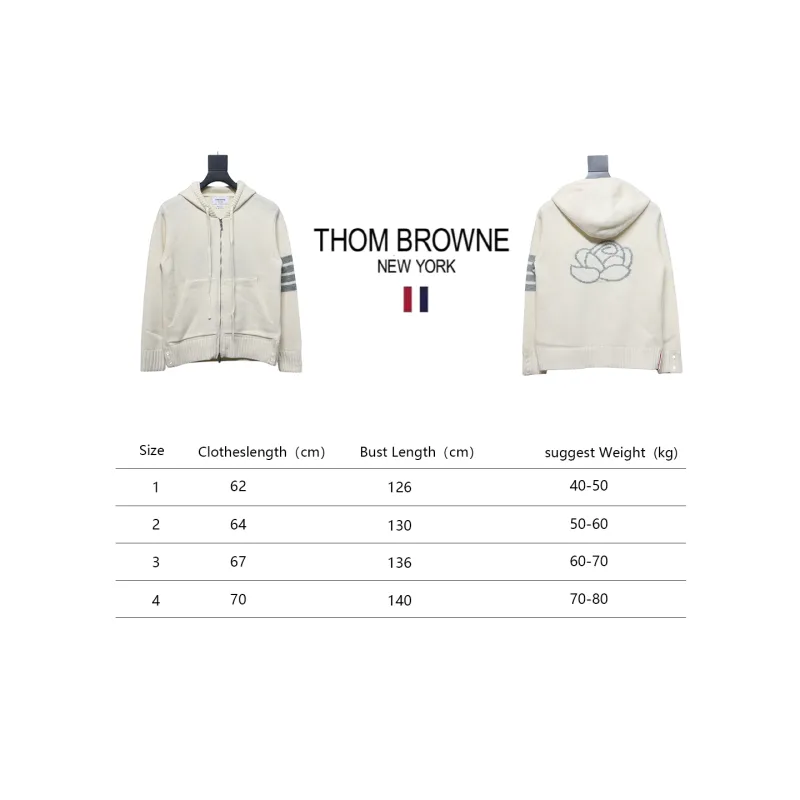 Thom Browne 24FW Rose Australian Wool Hooded Jacket White