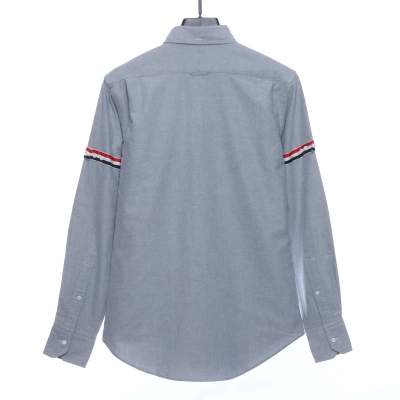 (Special Offer) Thom Browne Three-Stripes Web Blend Long Sleeve Shirt 02