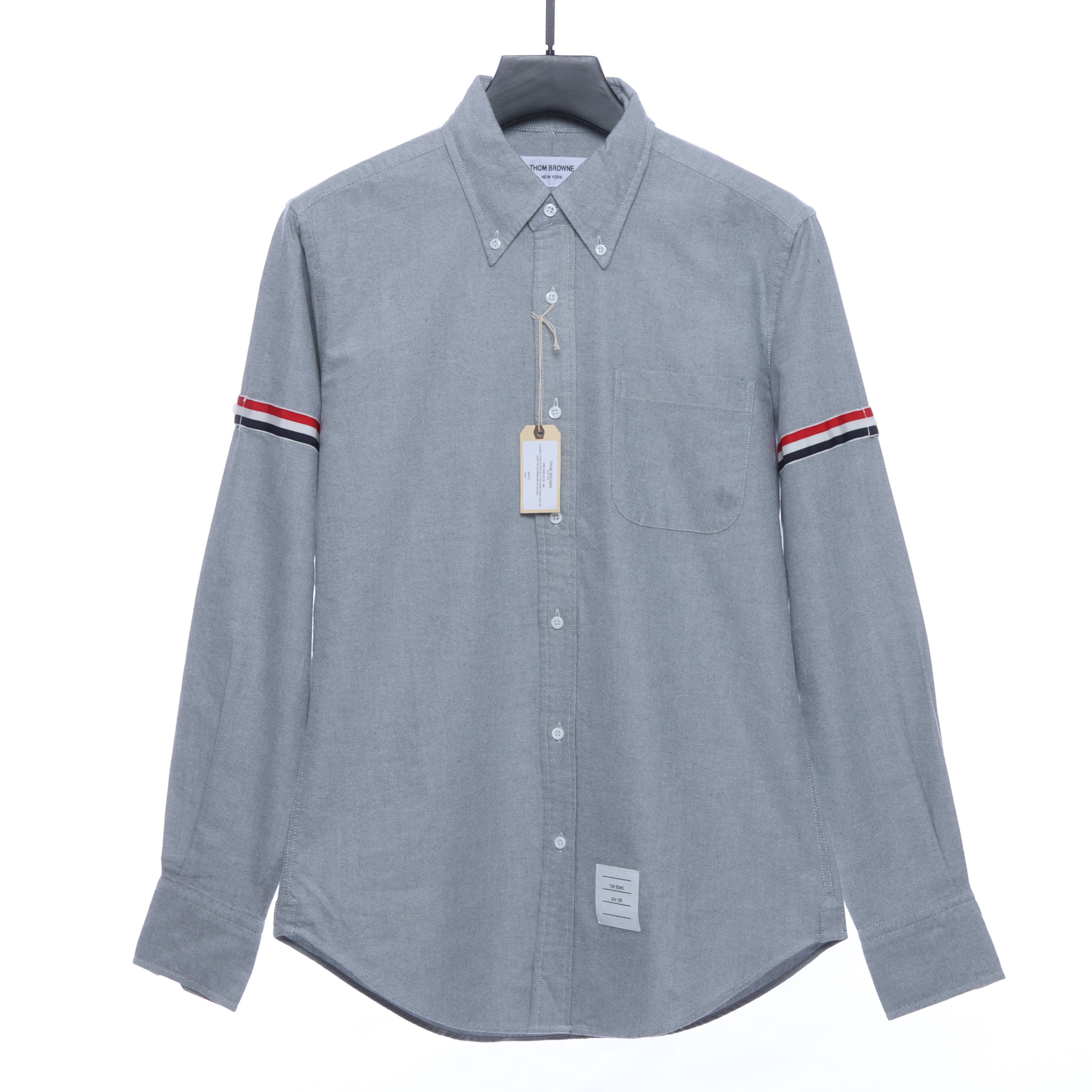 (Special Offer) Thom Browne Three-Stripes Web Blend Long Sleeve Shirt