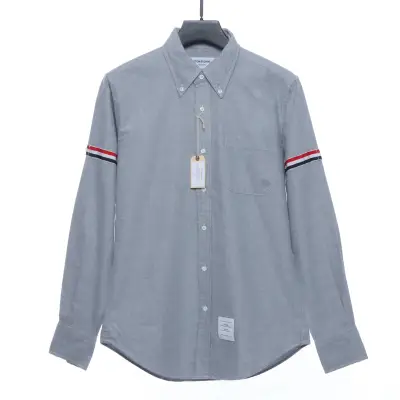 (Special Offer) Thom Browne Three-Stripes Web Blend Long Sleeve Shirt 01