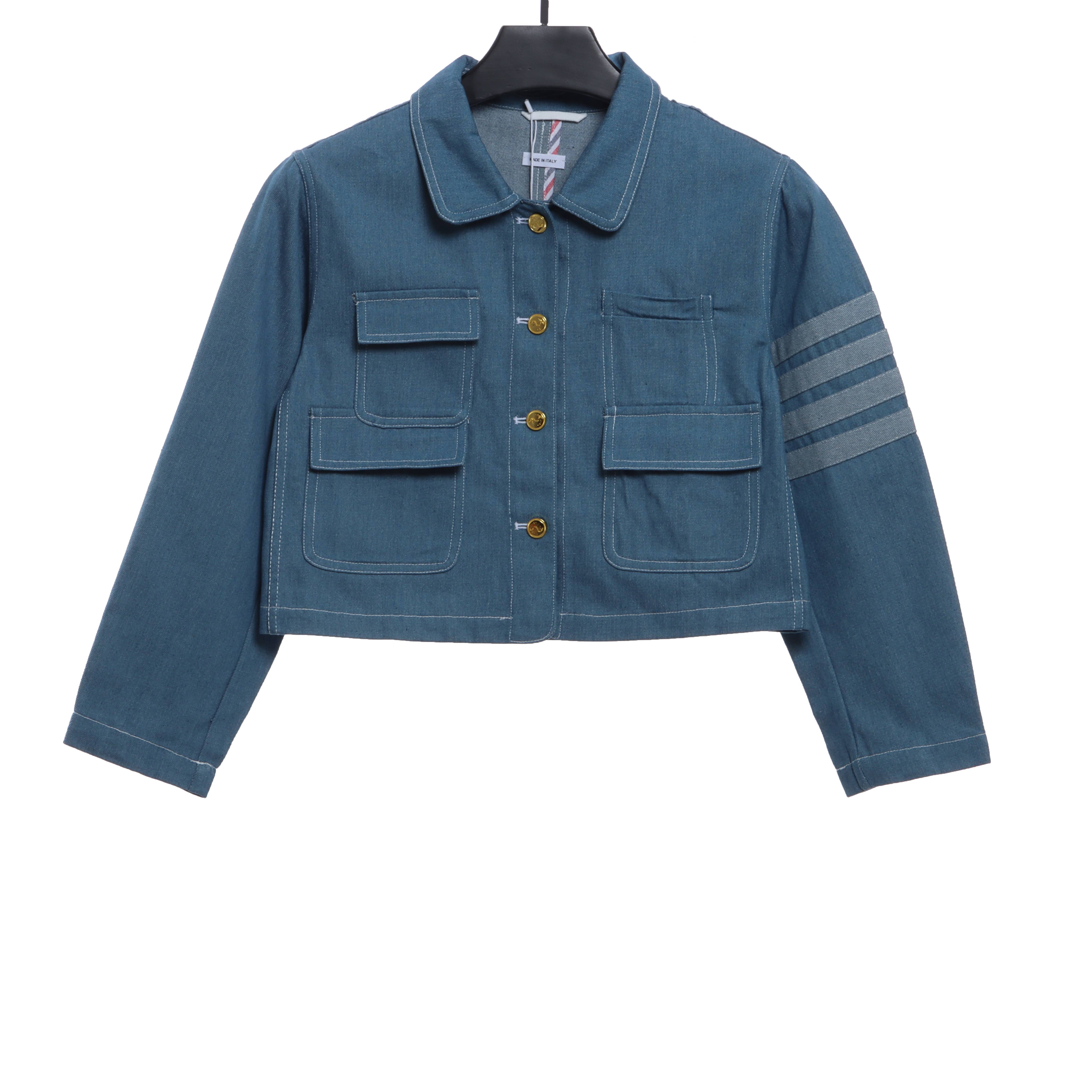 Thom Browne Blue Denim Cargo Jacket