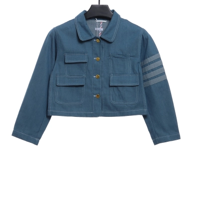 Thom Browne Blue Denim Cargo Jacket 01