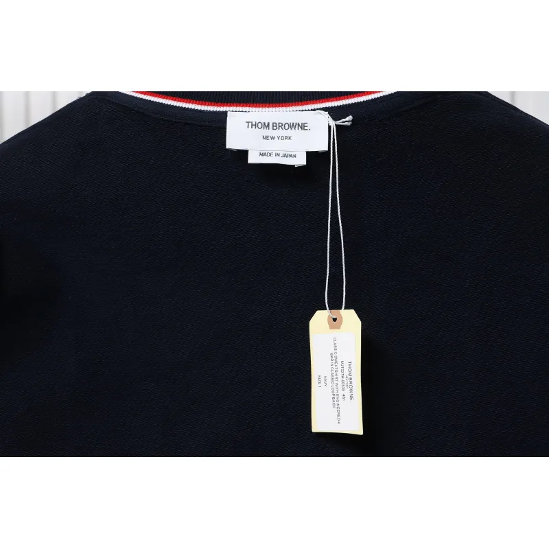 Thom Browne Classic Crew Neck Hoodie Navy