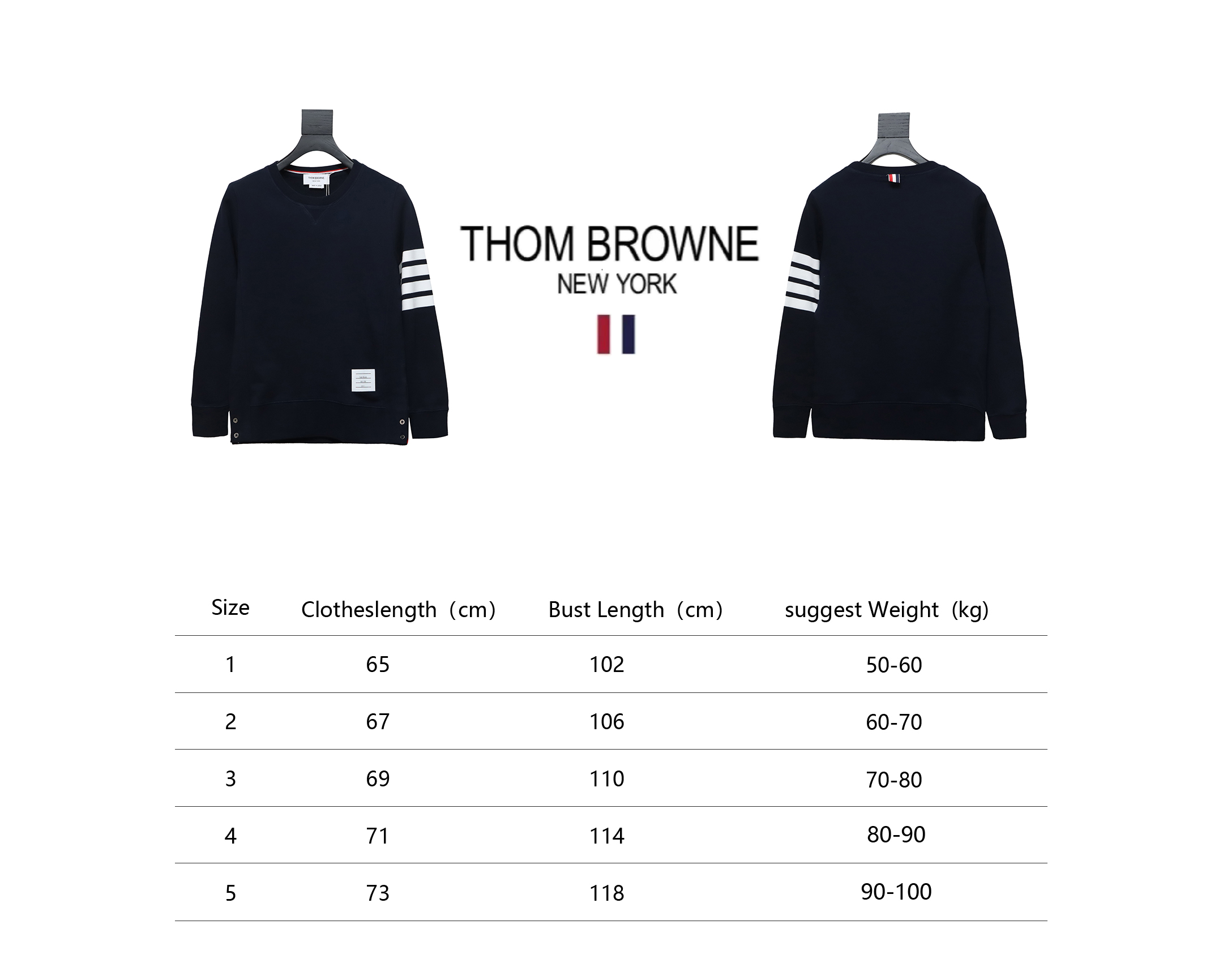 Thom Browne Classic Crew Neck Hoodie Navy
