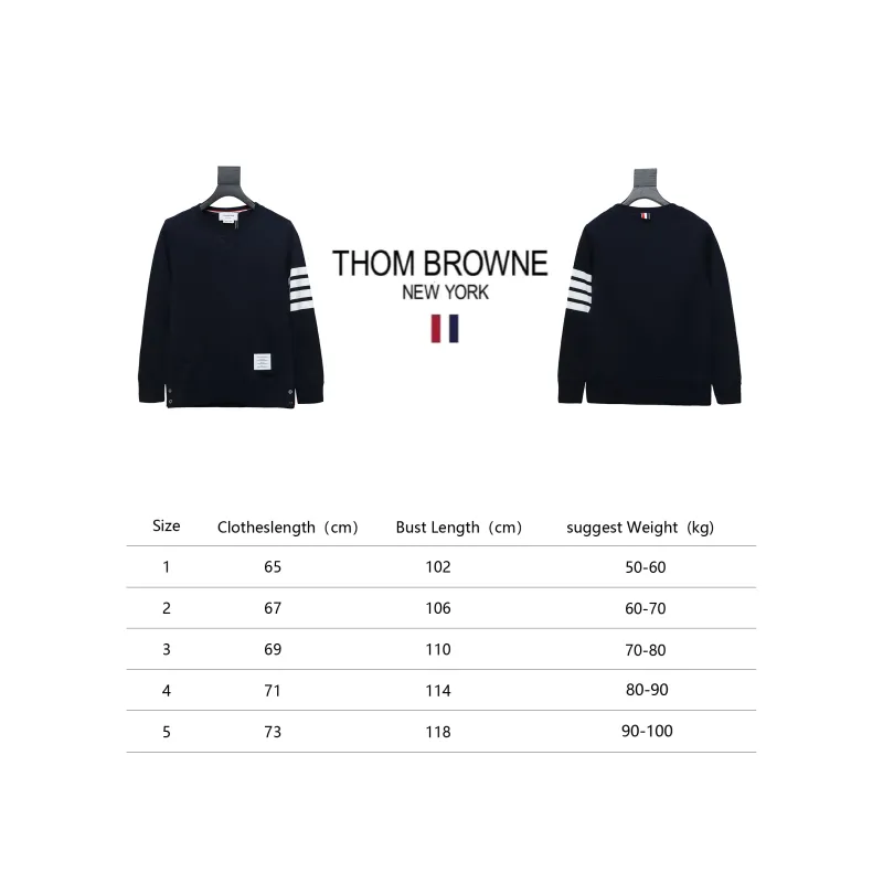 Thom Browne Classic Crew Neck Hoodie Navy