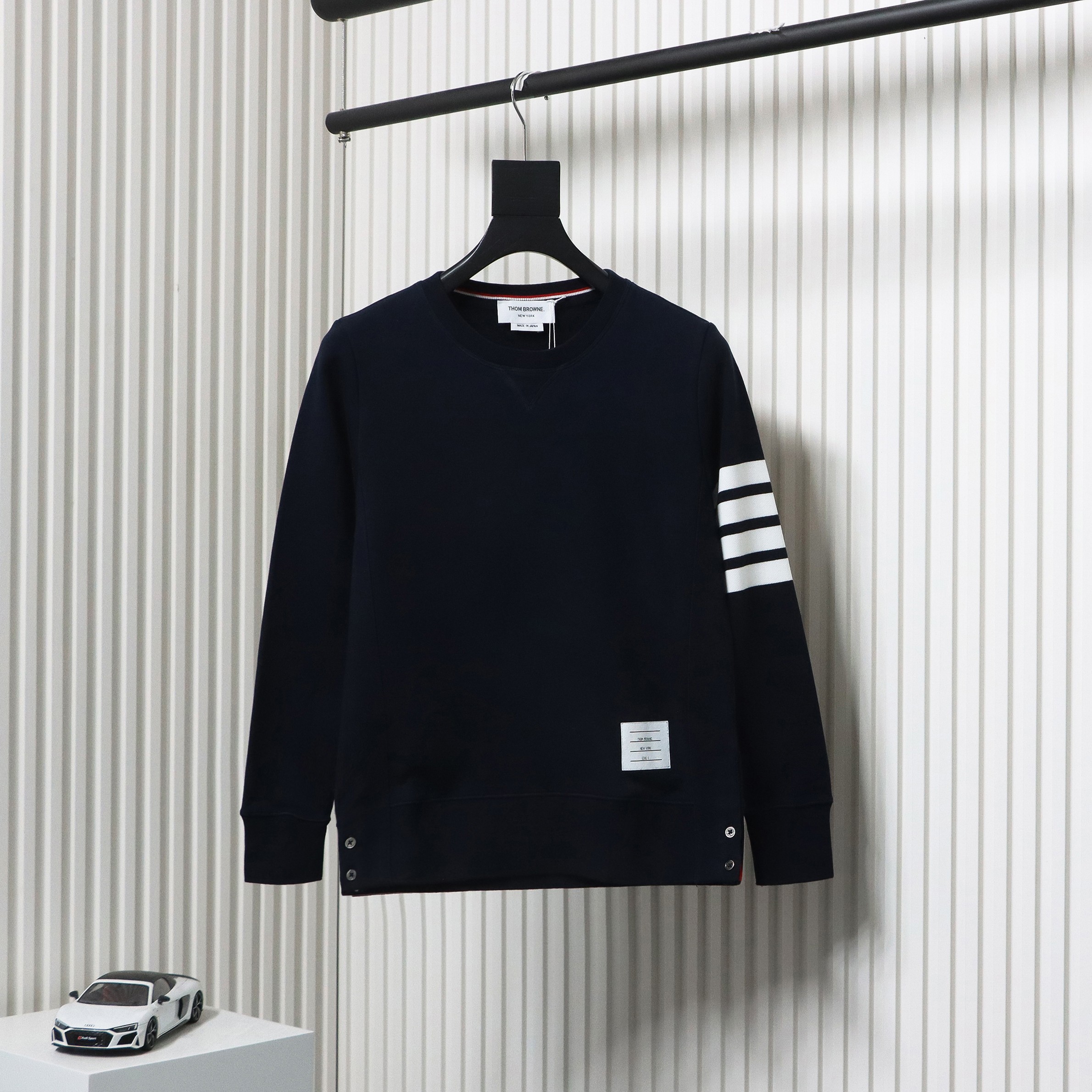 Thom Browne Classic Crew Neck Hoodie Navy