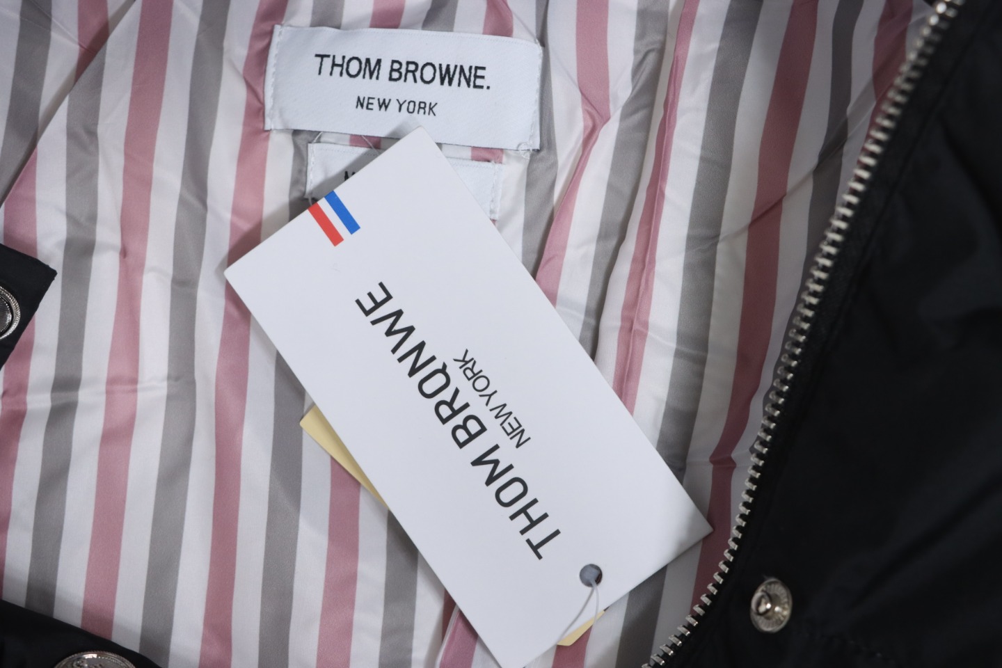 Thom Browne Classic Four-Bar Webbing Down Jacket Black