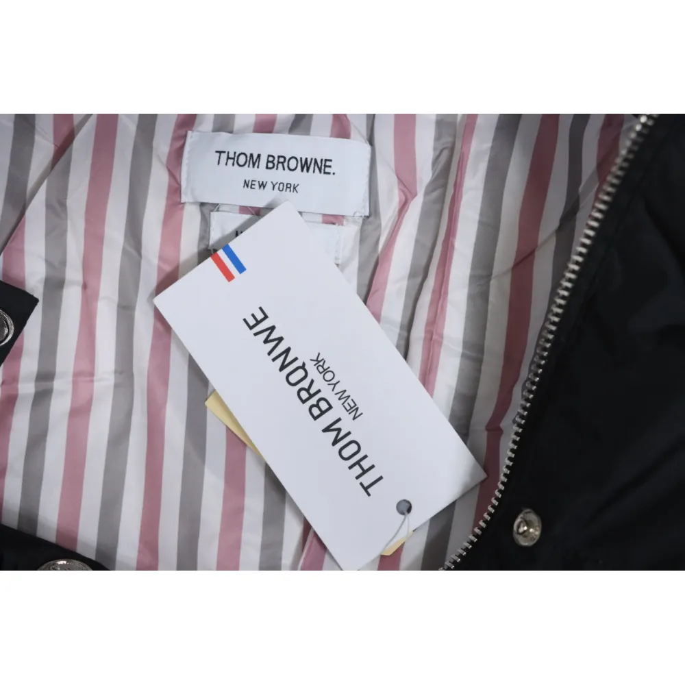 Thom Browne Classic Four-Bar Webbing Down Jacket Black
