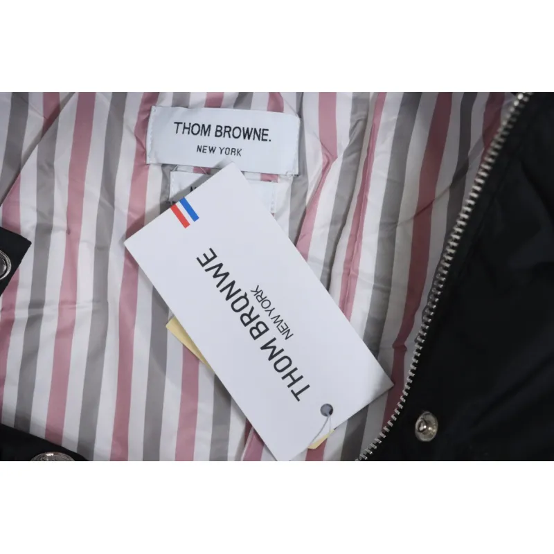 Thom Browne Classic Four-Bar Webbing Down Jacket Black
