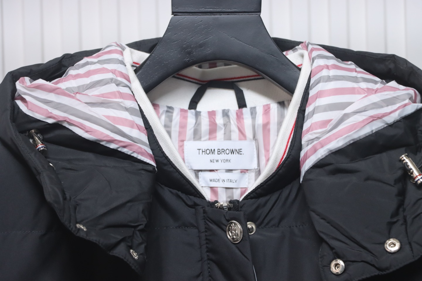 Thom Browne Classic Four-Bar Webbing Down Jacket Black