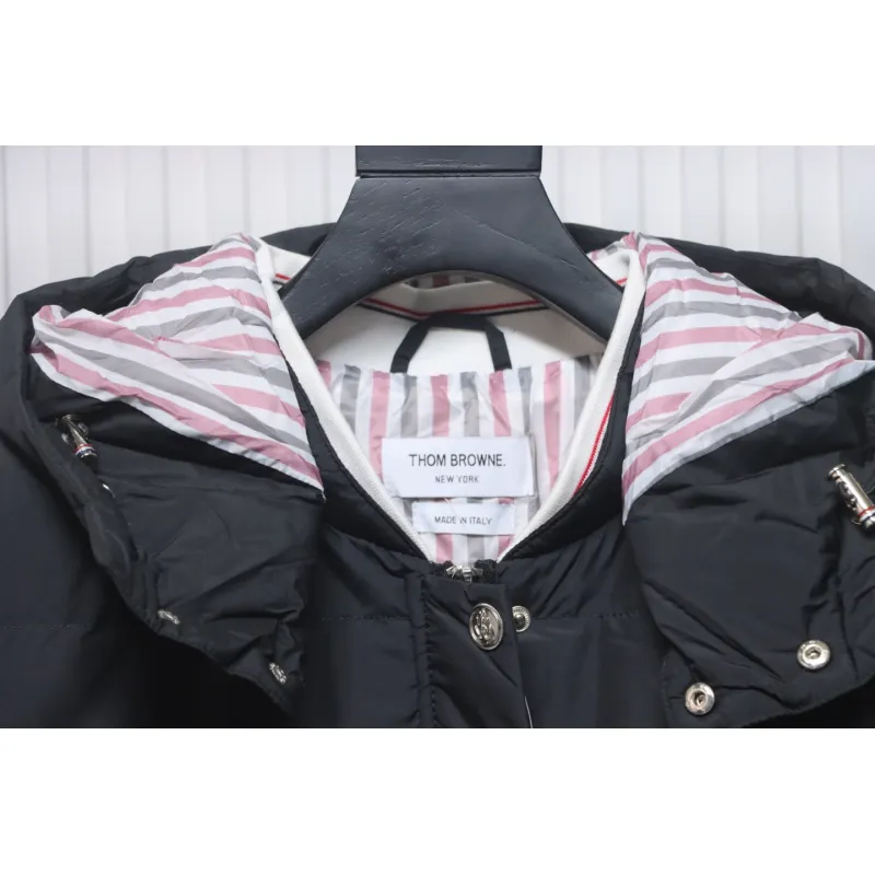 Thom Browne Classic Four-Bar Webbing Down Jacket Black