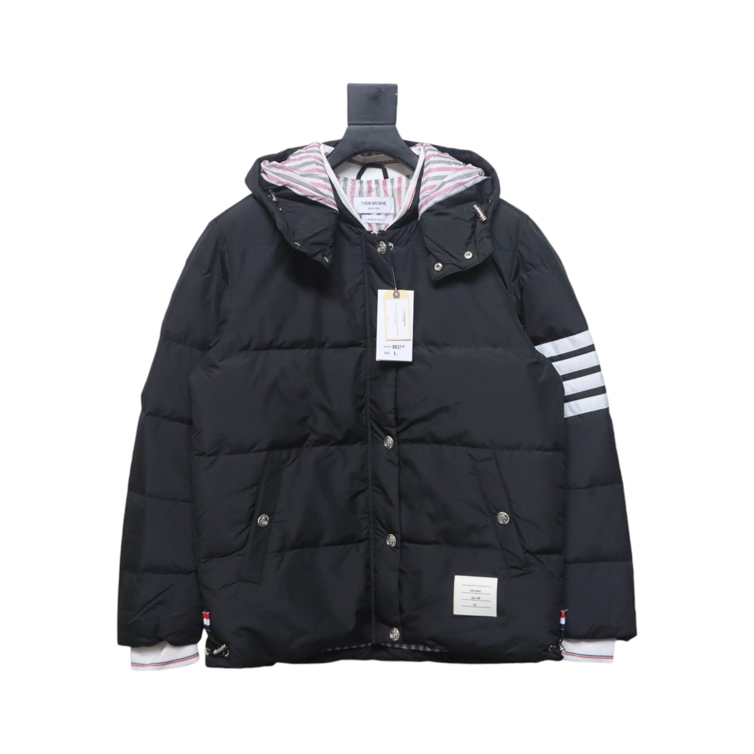 Thom Browne Classic Four-Bar Webbing Down Jacket Black