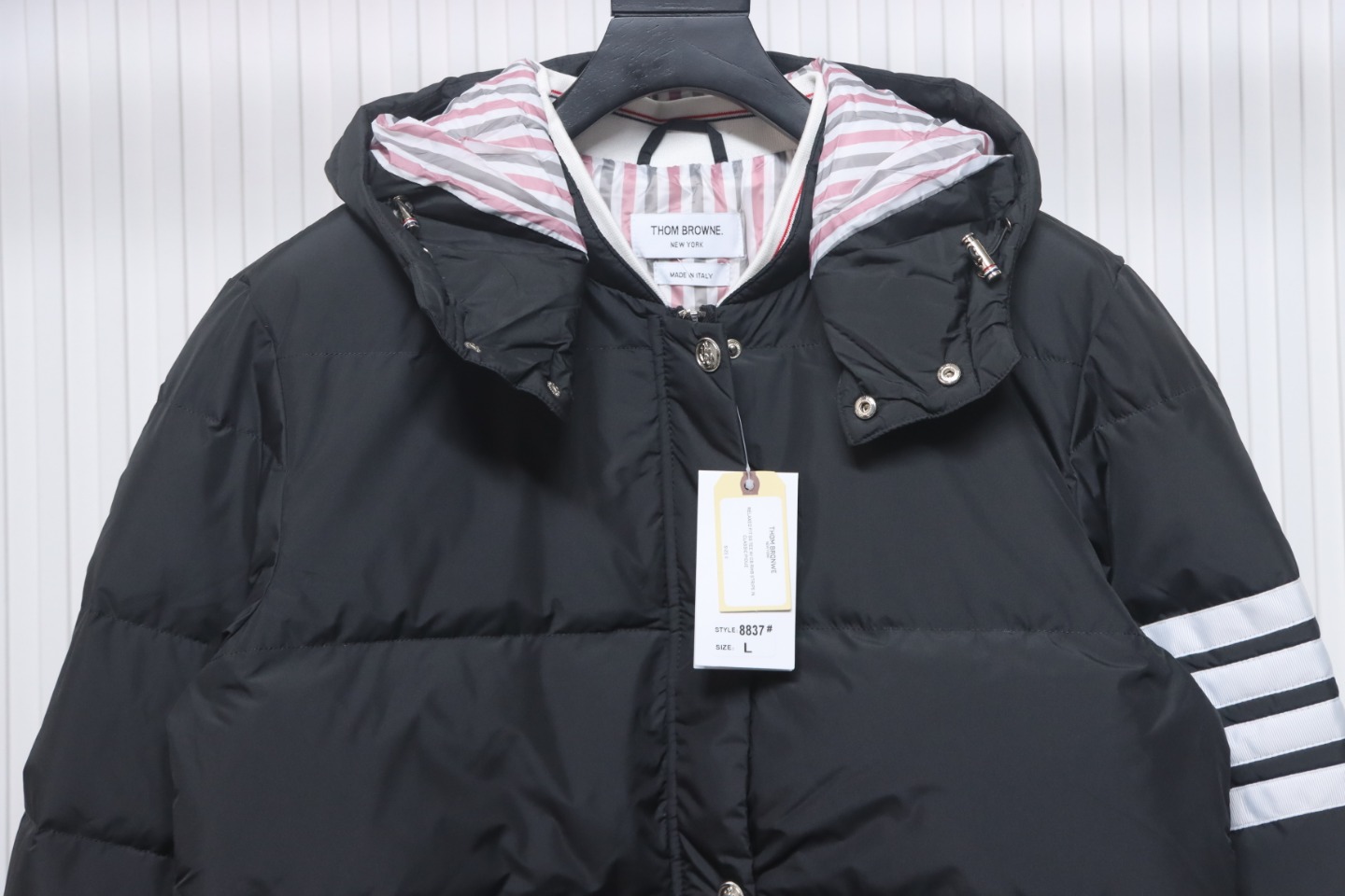 Thom Browne Classic Four-Bar Webbing Down Jacket Black