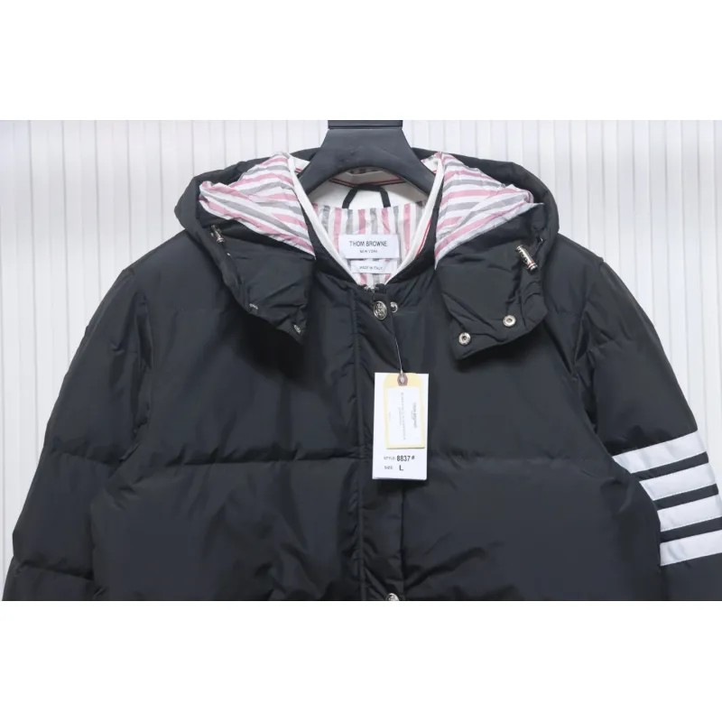 Thom Browne Classic Four-Bar Webbing Down Jacket Black