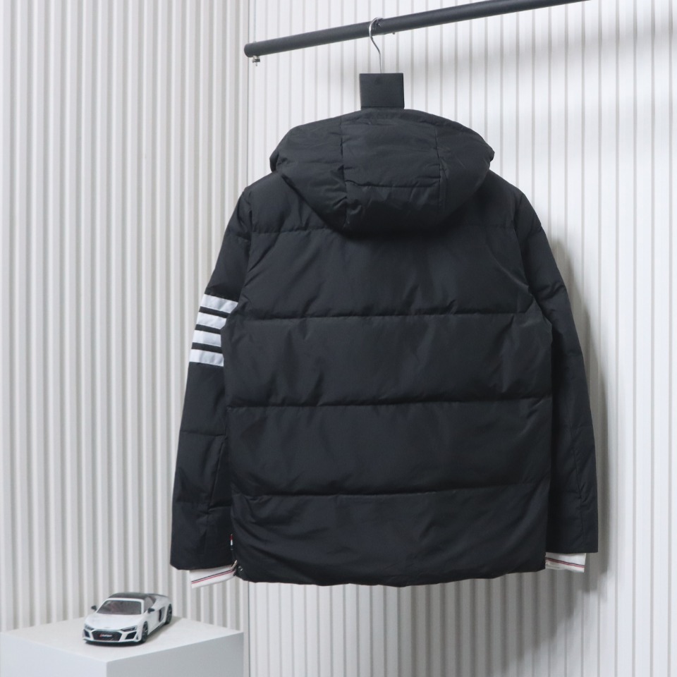 Thom Browne Classic Four-Bar Webbing Down Jacket Black