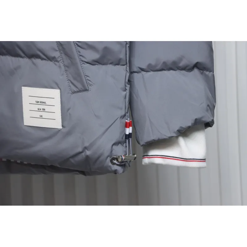 Thom Browne Classic Four-Bar Webbing Down Jacket Grey