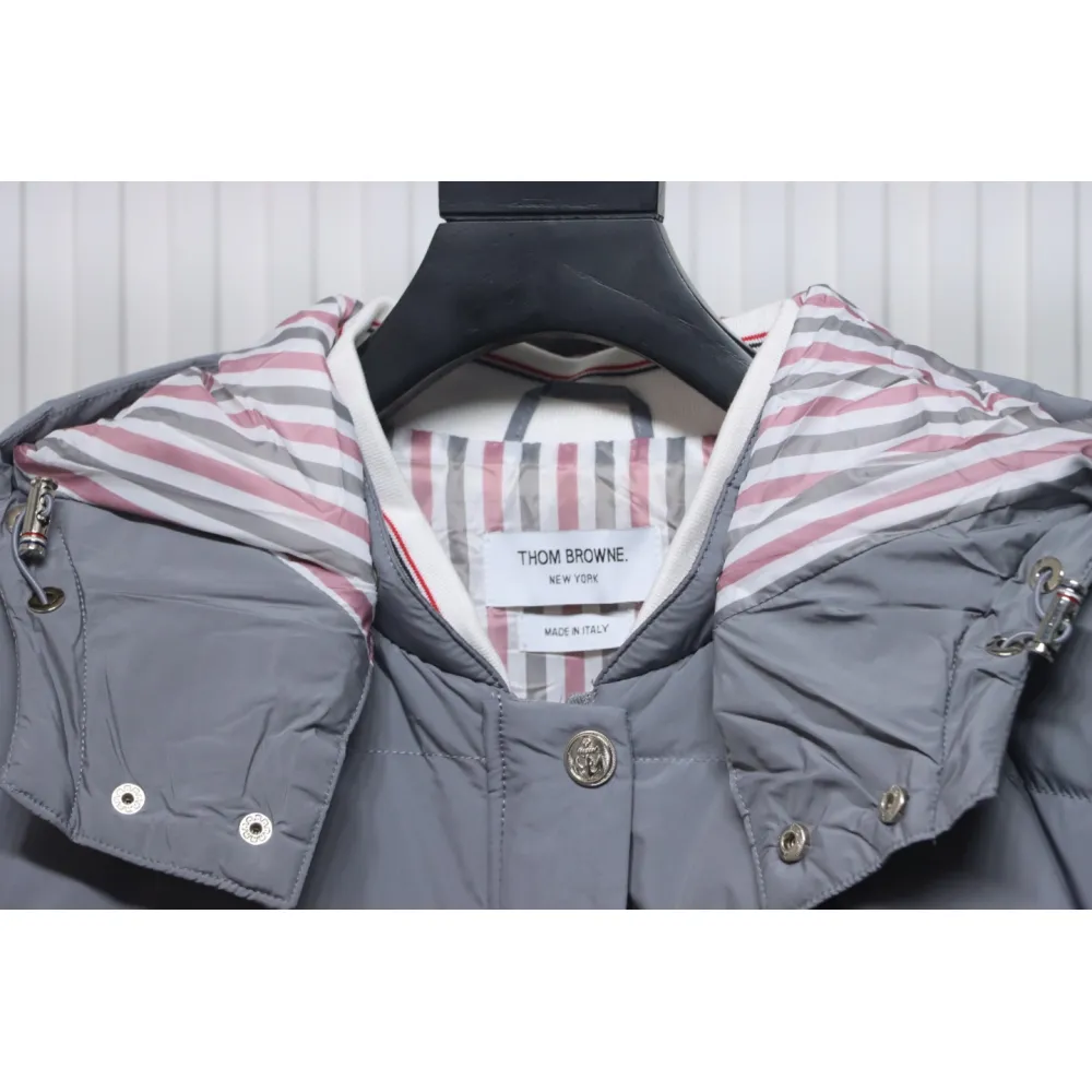 Thom Browne Classic Four-Bar Webbing Down Jacket Grey