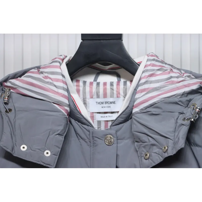 Thom Browne Classic Four-Bar Webbing Down Jacket Grey
