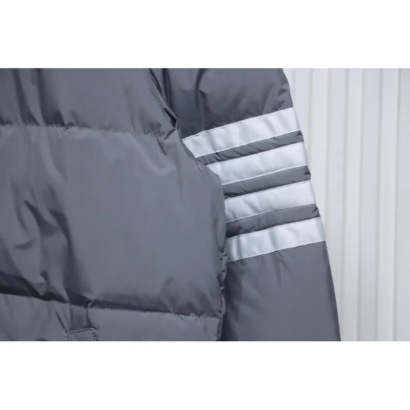 Thom Browne Classic Four-Bar Webbing Down Jacket Grey