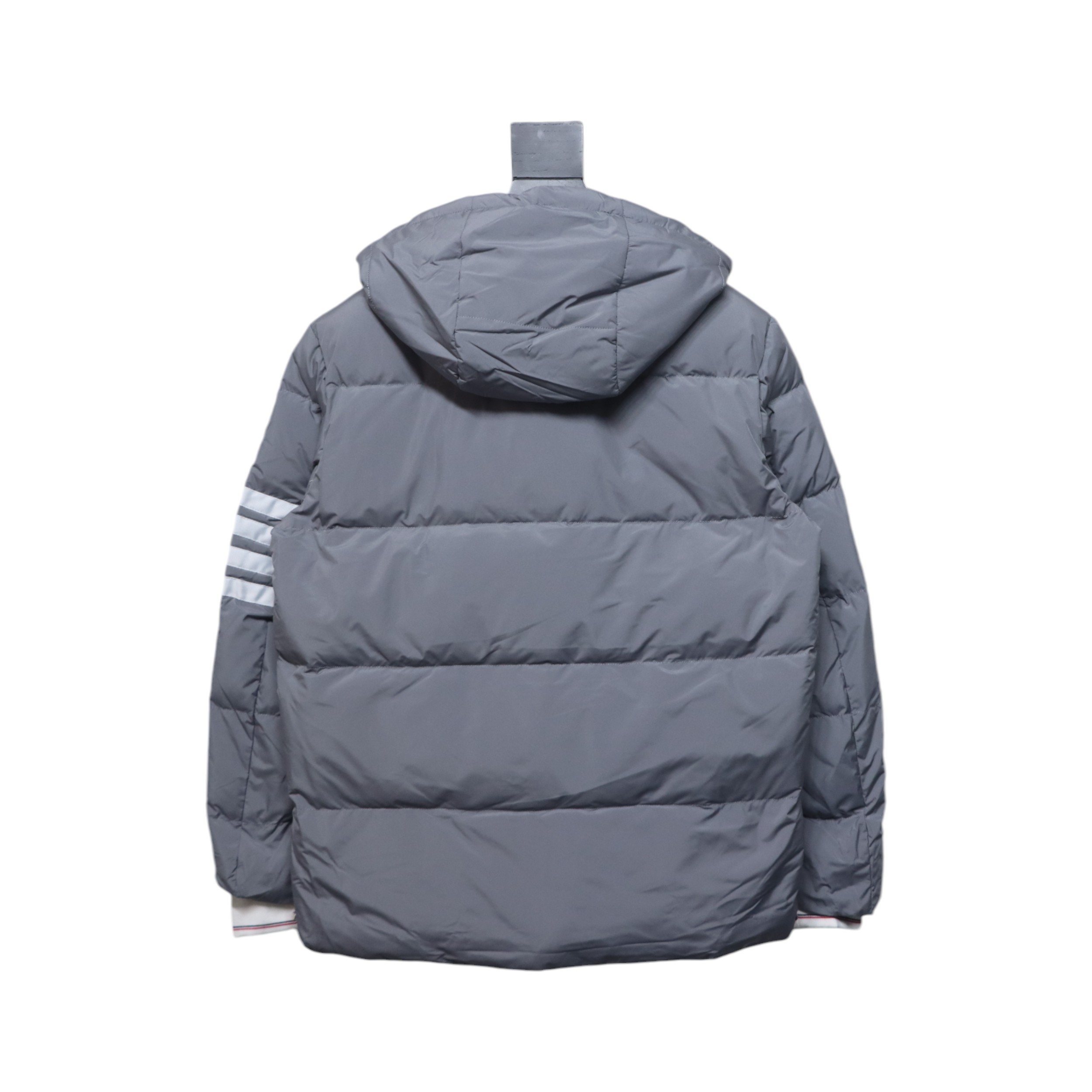 Thom Browne Classic Four-Bar Webbing Down Jacket Grey