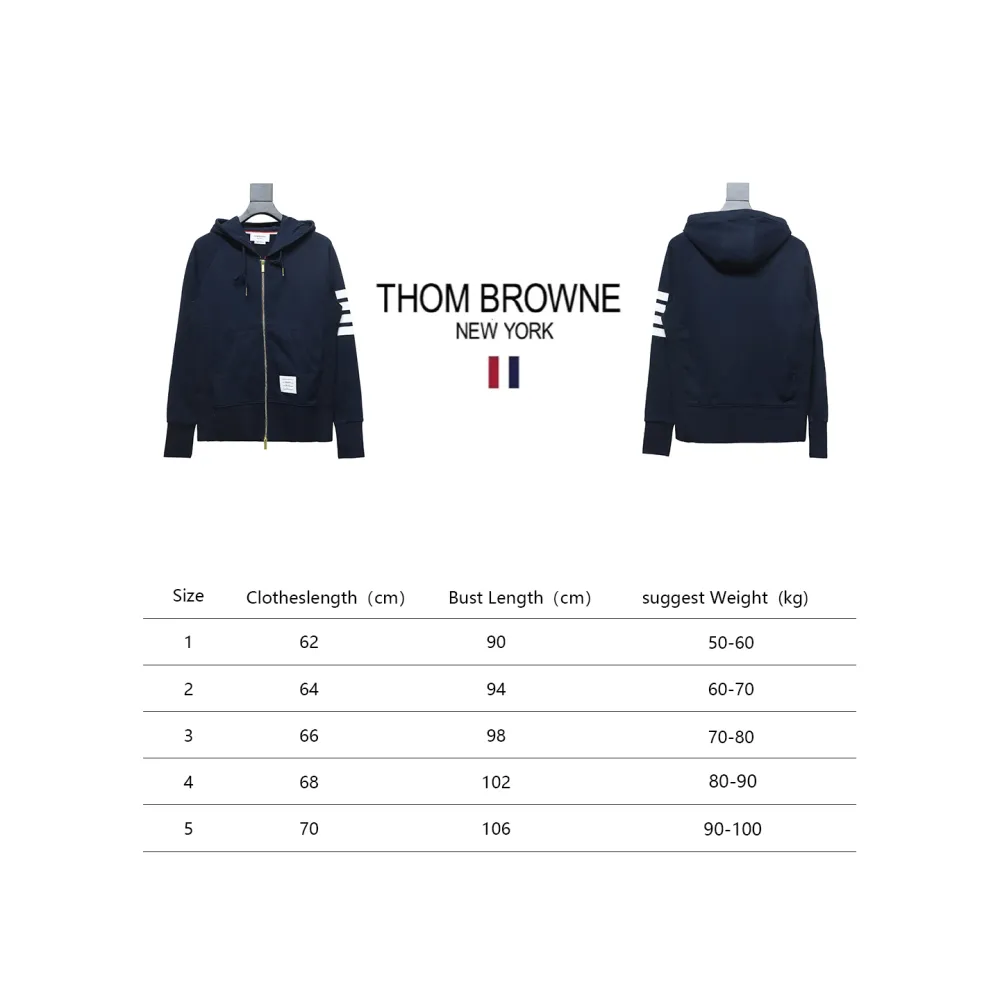 Thom Browne Classic Zip Hoodie Blue