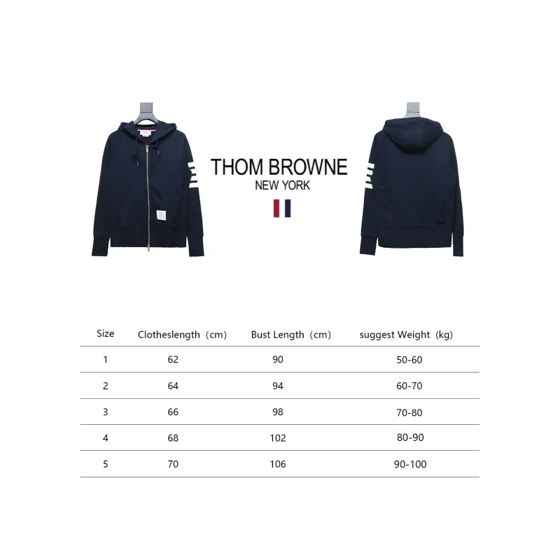 Thom Browne Classic Zip Hoodie Blue