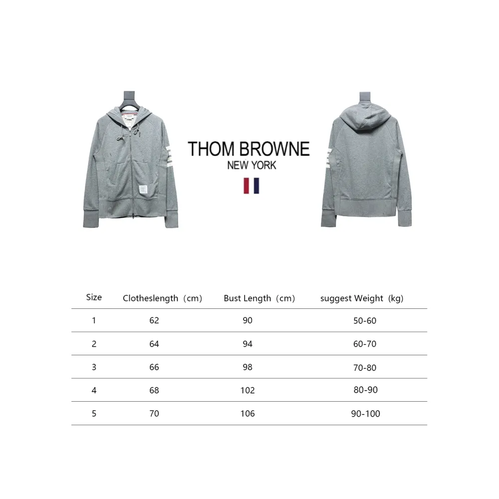 Thom Browne Classic Zip Hoodie Grey