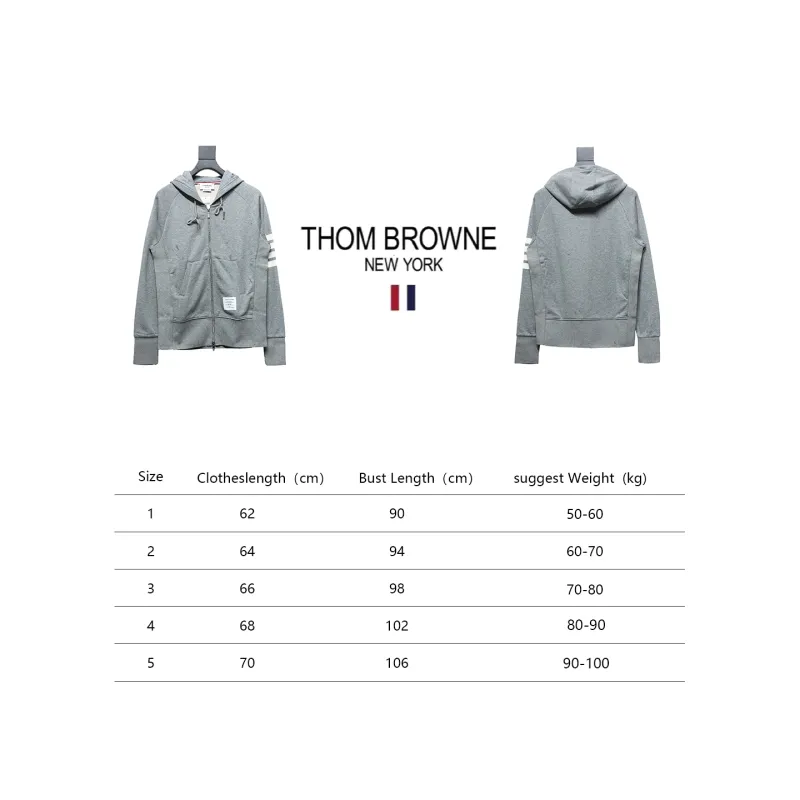 Thom Browne Classic Zip Hoodie Grey