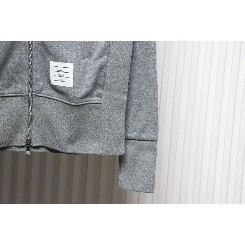 Thom Browne Classic Zip Hoodie Grey