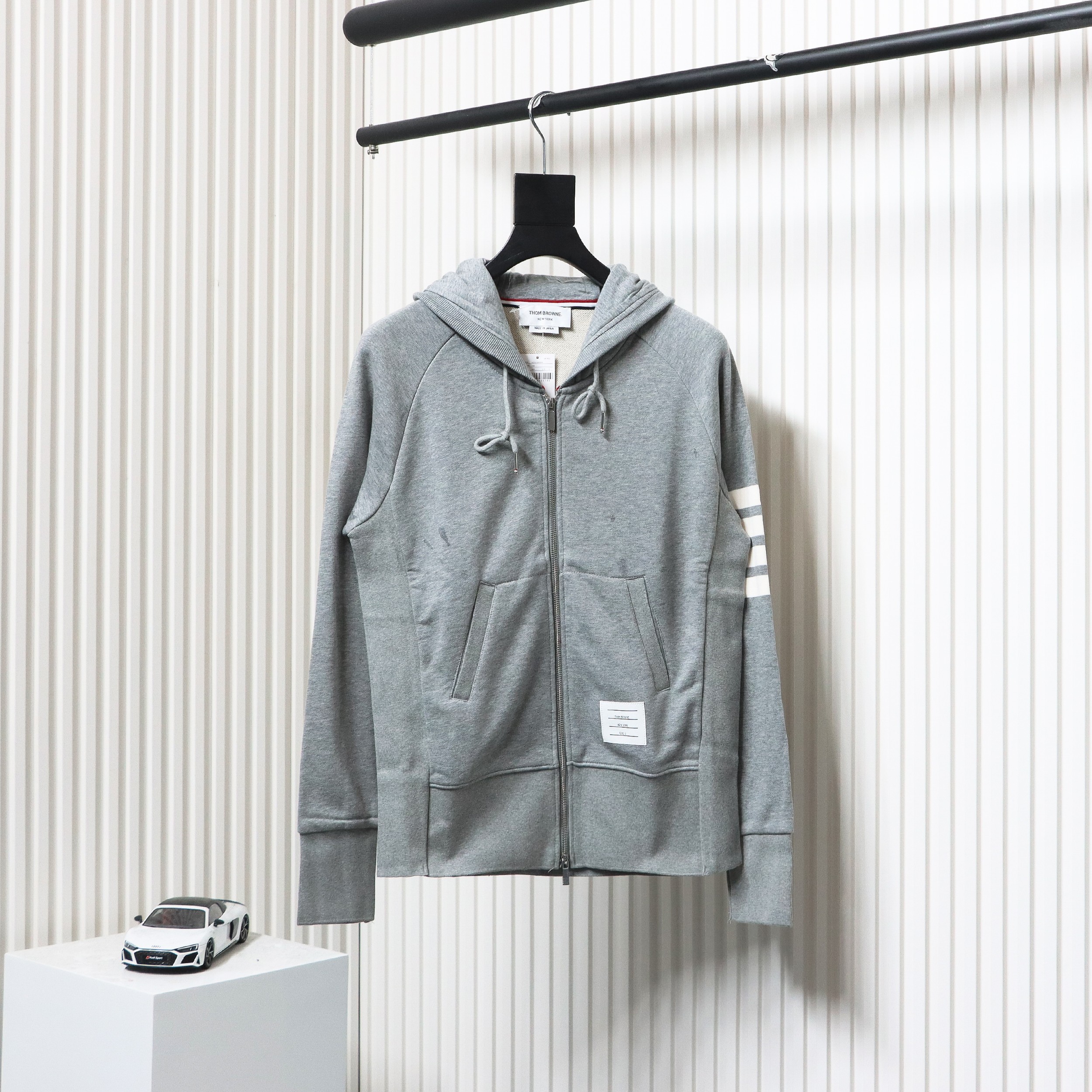 Thom Browne Classic Zip Hoodie Grey