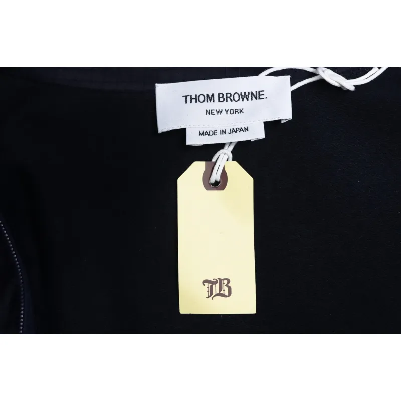 Thom Browne High Version Double Layer Four Bar Woven Stand Collar Jacket Blue