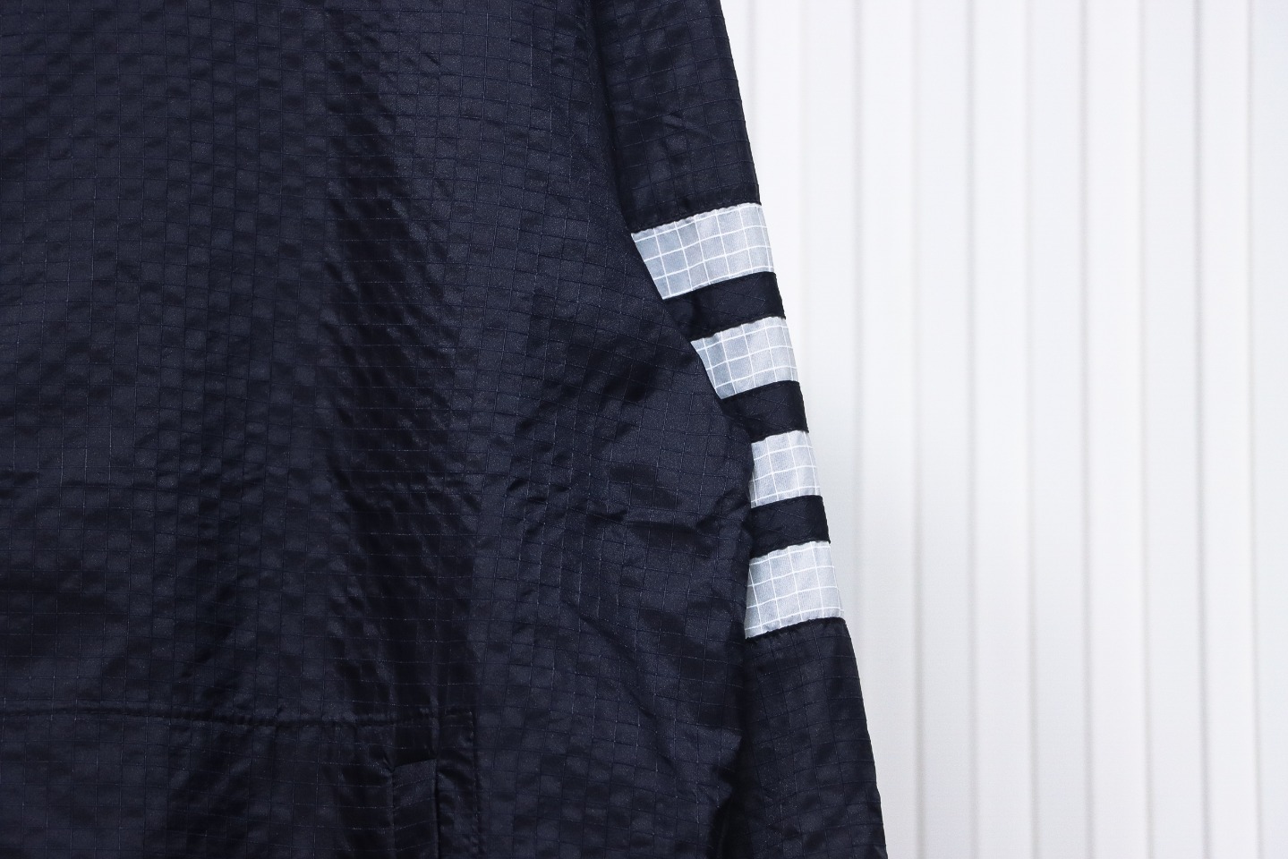 Thom Browne High Version Double Layer Four Bar Woven Stand Collar Jacket Blue