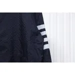 Thom Browne High Version Double Layer Four Bar Woven Stand Collar Jacket Blue