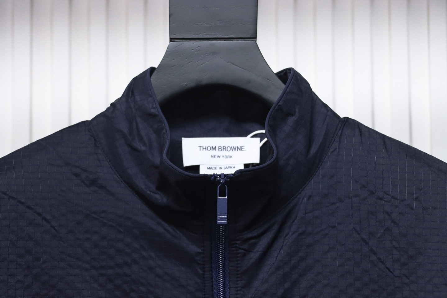 Thom Browne High Version Double Layer Four Bar Woven Stand Collar Jacket Blue