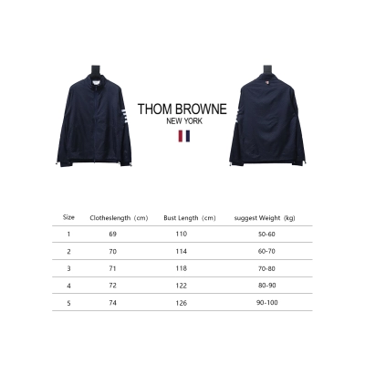 Thom Browne High Version Double Layer Four Bar Woven Stand Collar Jacket Blue 02