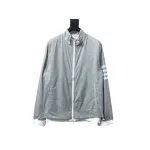 Thom Browne High Version Double Layer Four Bar Woven Stand Collar Jacket Grey