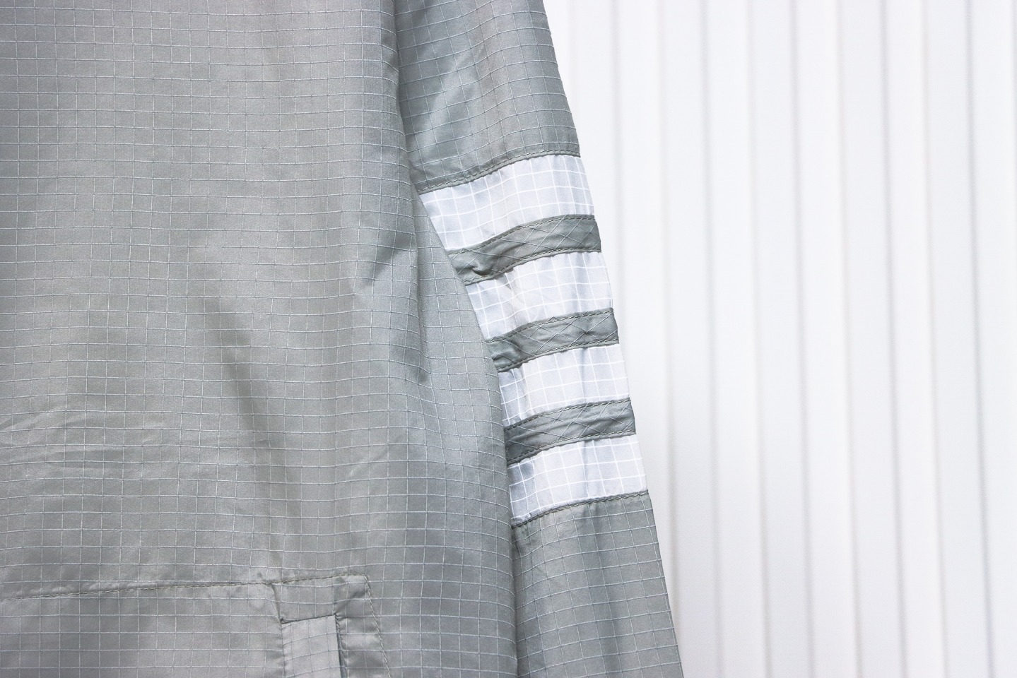 Thom Browne High Version Double Layer Four Bar Woven Stand Collar Jacket Grey