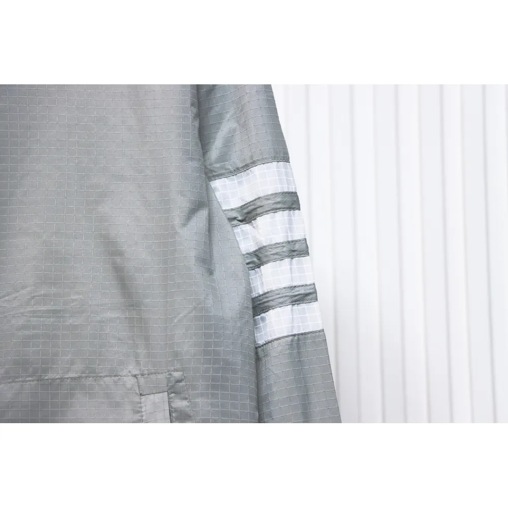Thom Browne High Version Double Layer Four Bar Woven Stand Collar Jacket Grey