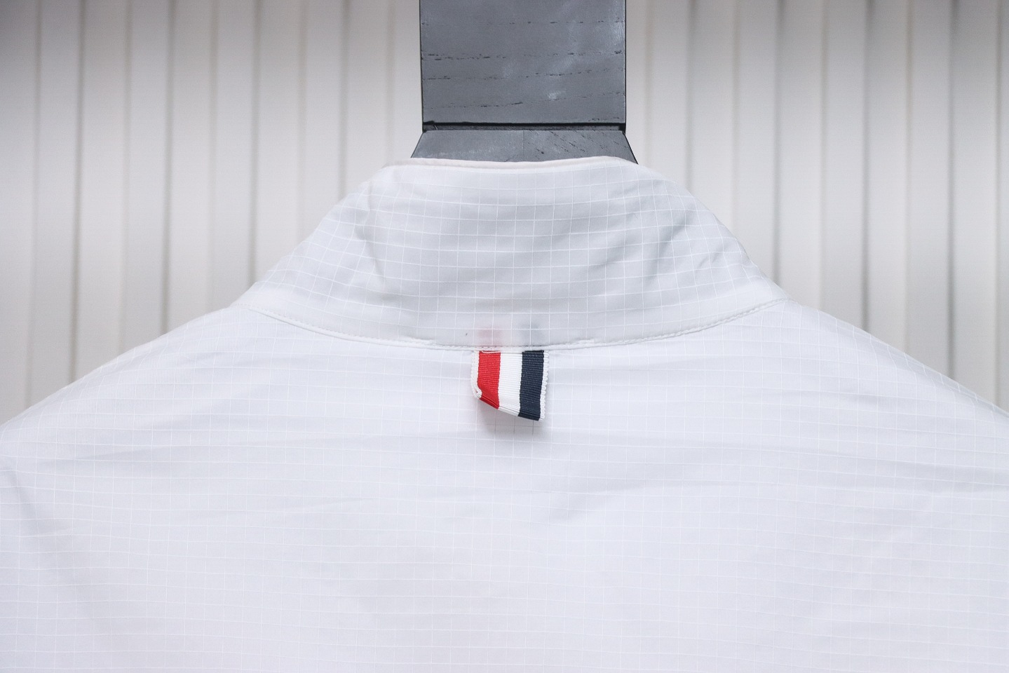 Thom Browne High Version Double Layer Four Bar Woven Stand Collar Jacket White