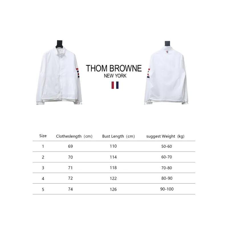 Thom Browne High Version Double Layer Four Bar Woven Stand Collar Jacket White