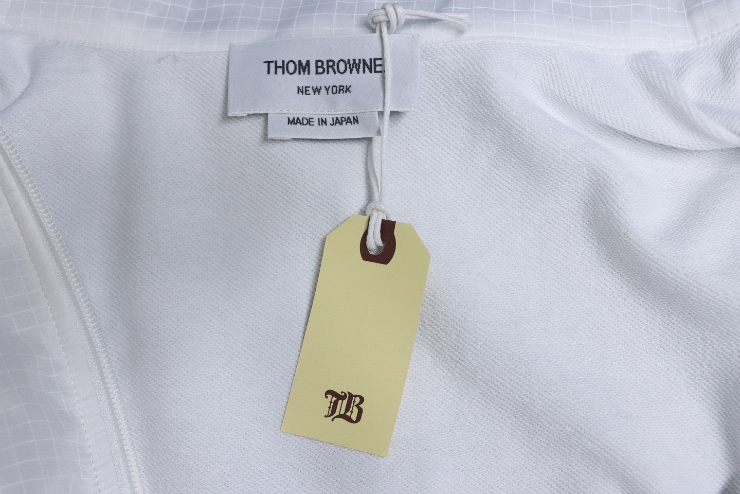 Thom Browne High Version Double Layer Four Bar Woven Stand Collar Jacket White