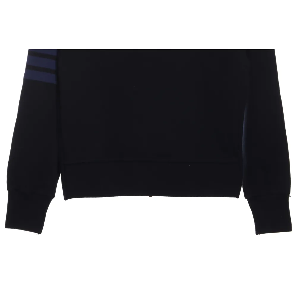 Thom Browne Special Offer Classic Contrast Color Yarn-Dyed Zip-Up Hoodie Black