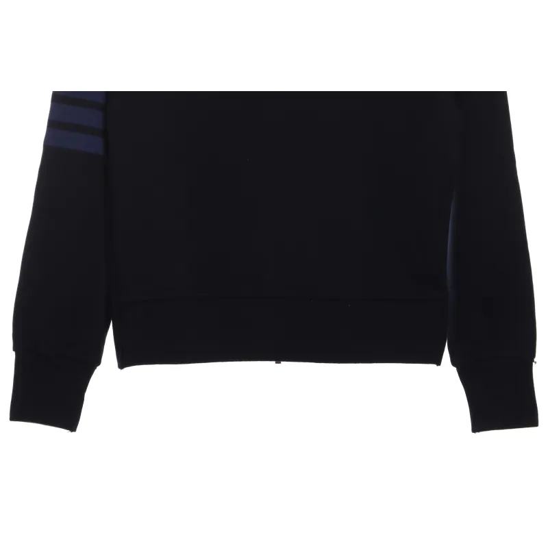 Thom Browne Special Offer Classic Contrast Color Yarn-Dyed Zip-Up Hoodie Black