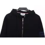 Thom Browne Special Offer Classic Contrast Color Yarn-Dyed Zip-Up Hoodie Black